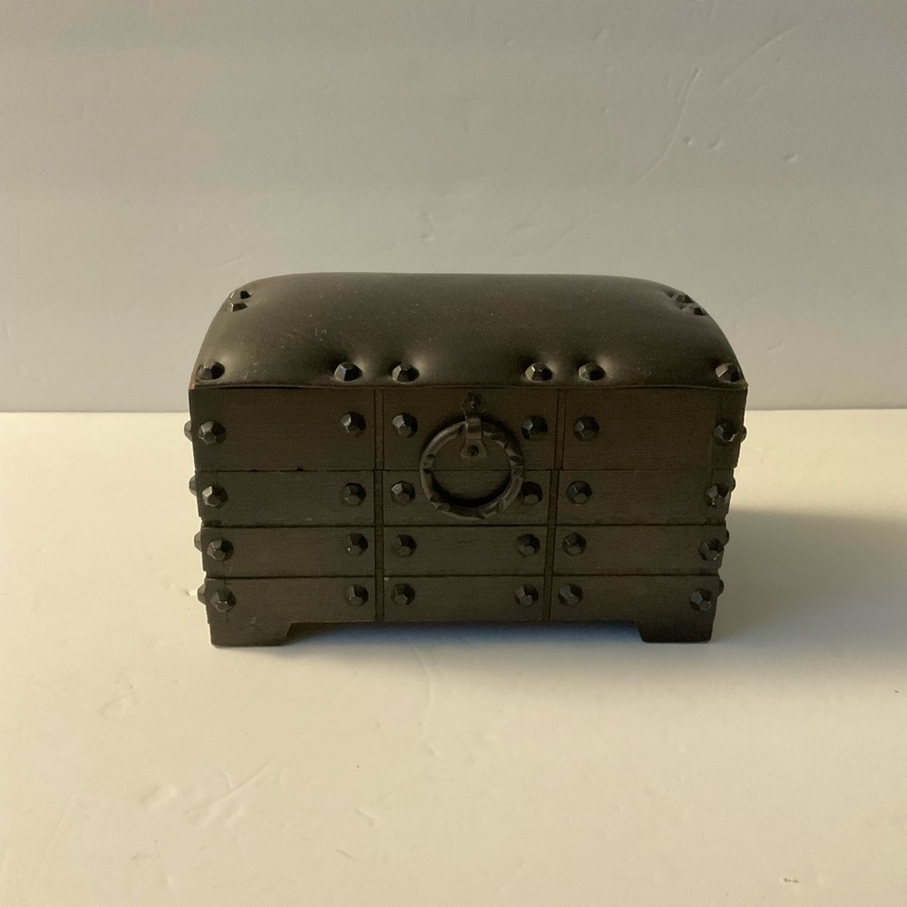 Vintage Wood & Leather with Metal Rivets Box